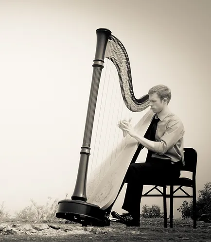 Michael Maganuco with harp