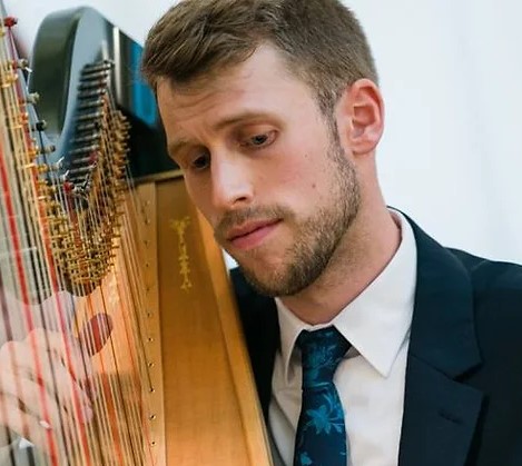 Michael Maganuco with harp